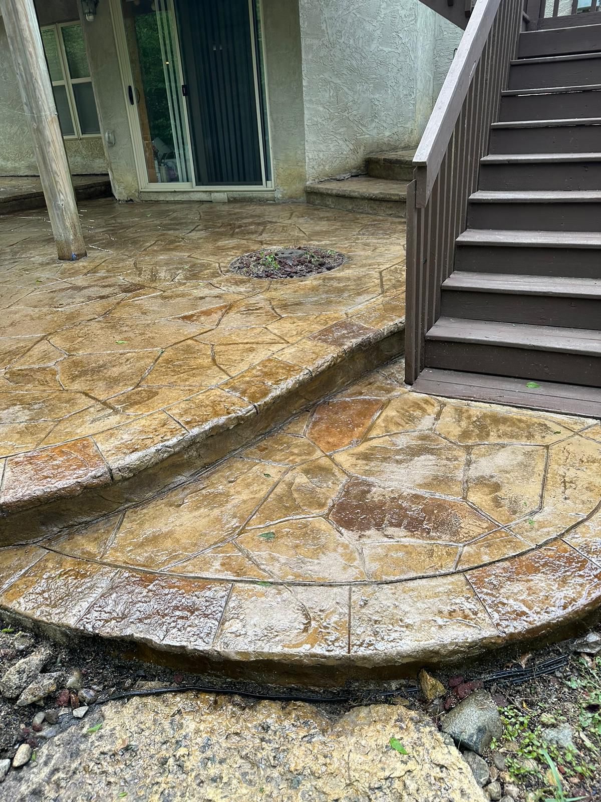 Wood plank stamped concrete pattern