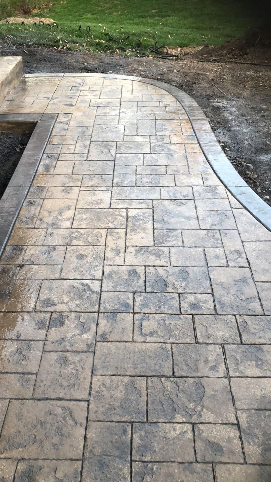 Random slate stamped concrete project